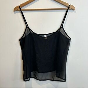 Vintage American Apparel Chiffon Sheer Camisole Black Made in USA
